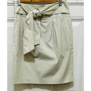 NWOT Banana Republic Tan Belted Midi‎ Skirt Size 0 Pleated Pockets Stretch
